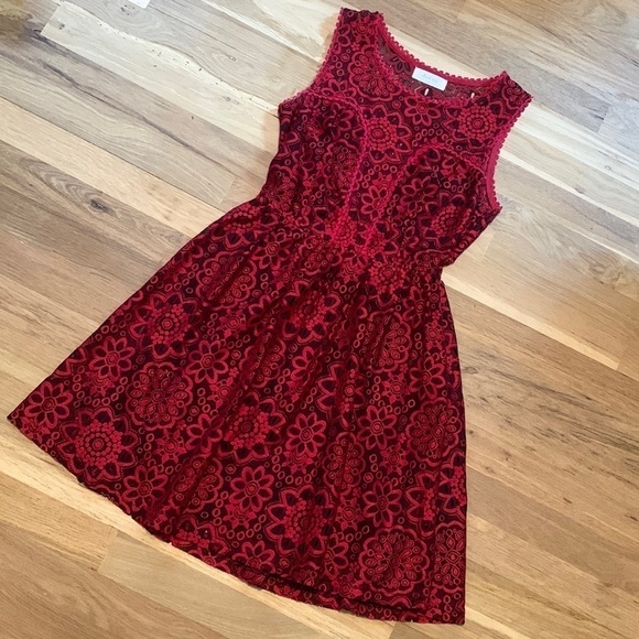 ALTAR’D State Sleeveless Lace Fit & Flare Dress Red & Black Women’s S - Picture 1 of 16